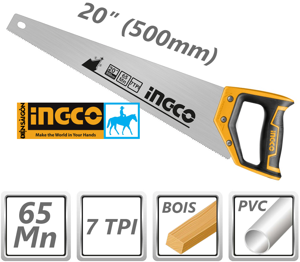 Cưa lá liễu cưa gỗ cầm tay 20inch ingco total hhas08500