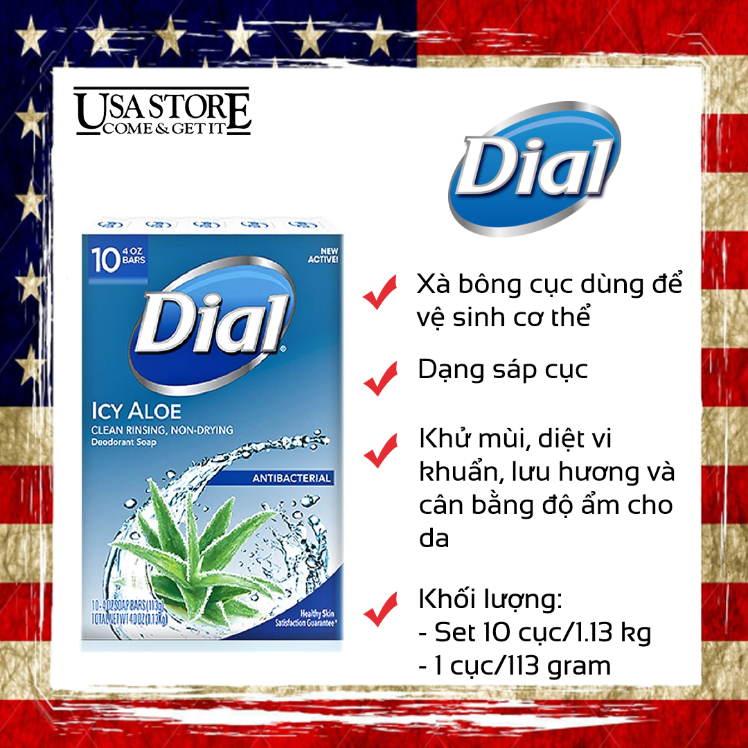 Xà bông cục Dial Icy Aloe (1 cục) 113 gram