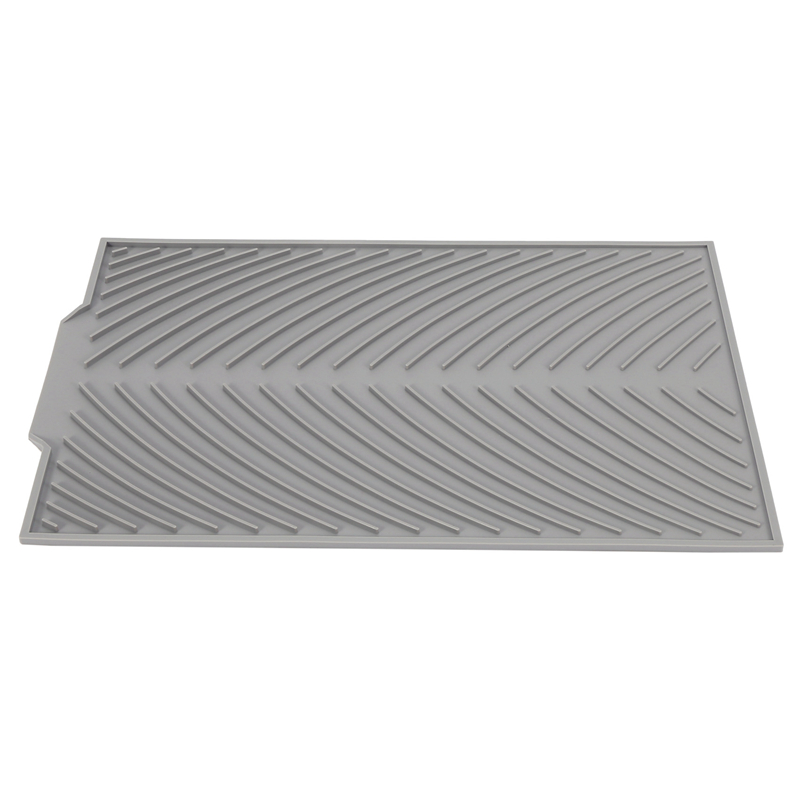 Silicone Dish Drying Mat Flume Folding Draining Mat,Rectangle Drain Mat Drying Dishes Pad Heat Resistant Non- Tray