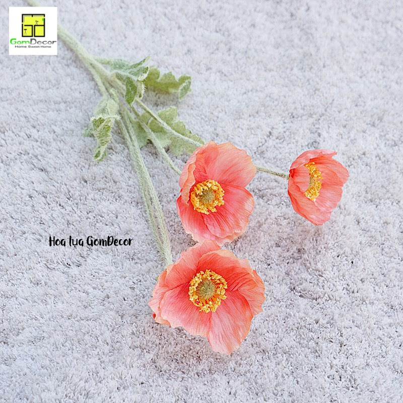 Hoa poppy giả hoa lụa đẹp cao cấp