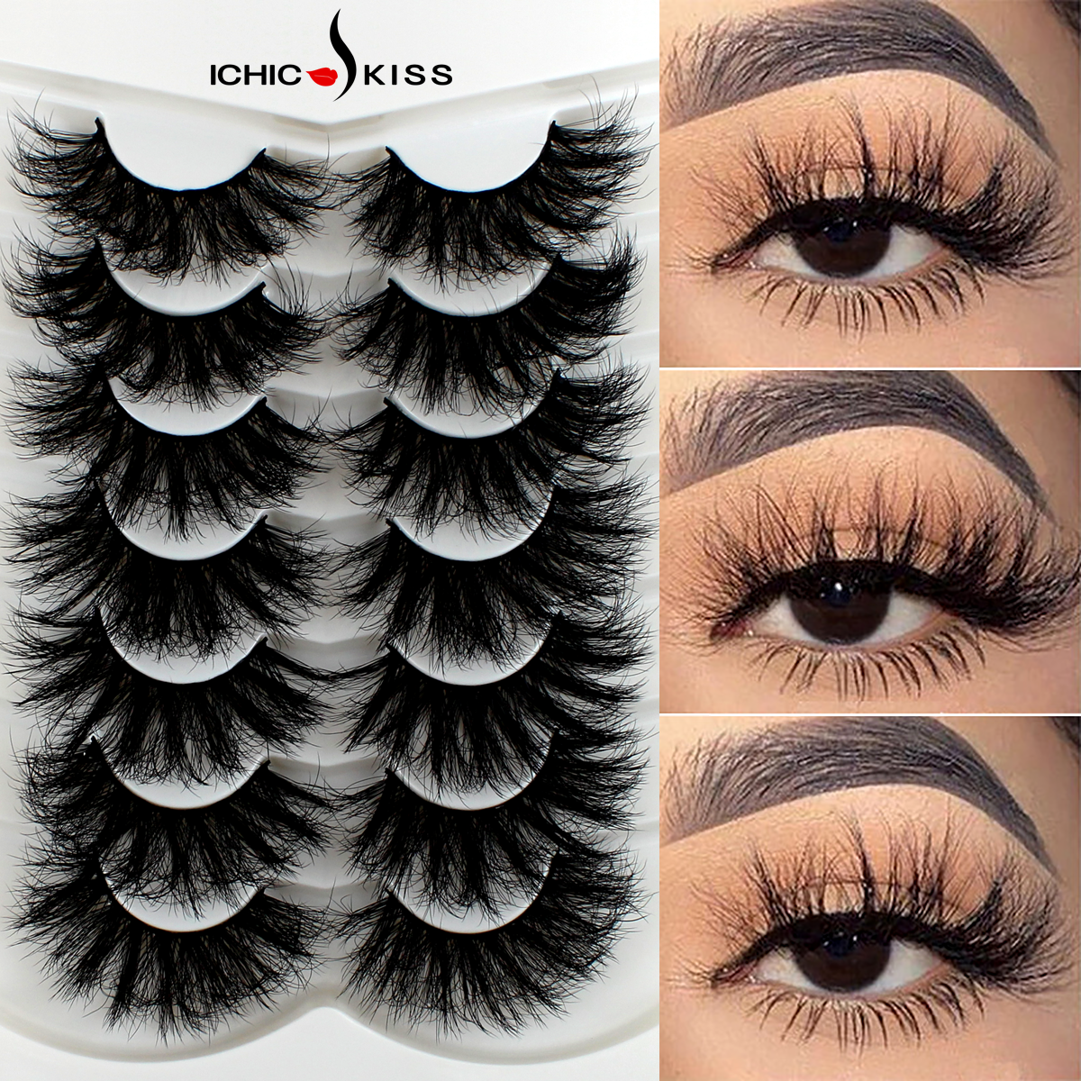 HOT%207%20Pairs%20False%20Eyelashes,%20Fluffy%20Mink%20Lashes%20,%20Cat-Eye%20Look%208D%20Volume%20Eyelash%20Strips%20-%20Image%207