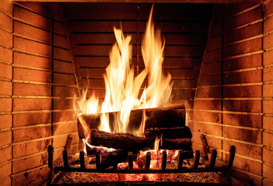 Logs Brick Wall Fireplace Interior Room Baby Portrait Photography ...