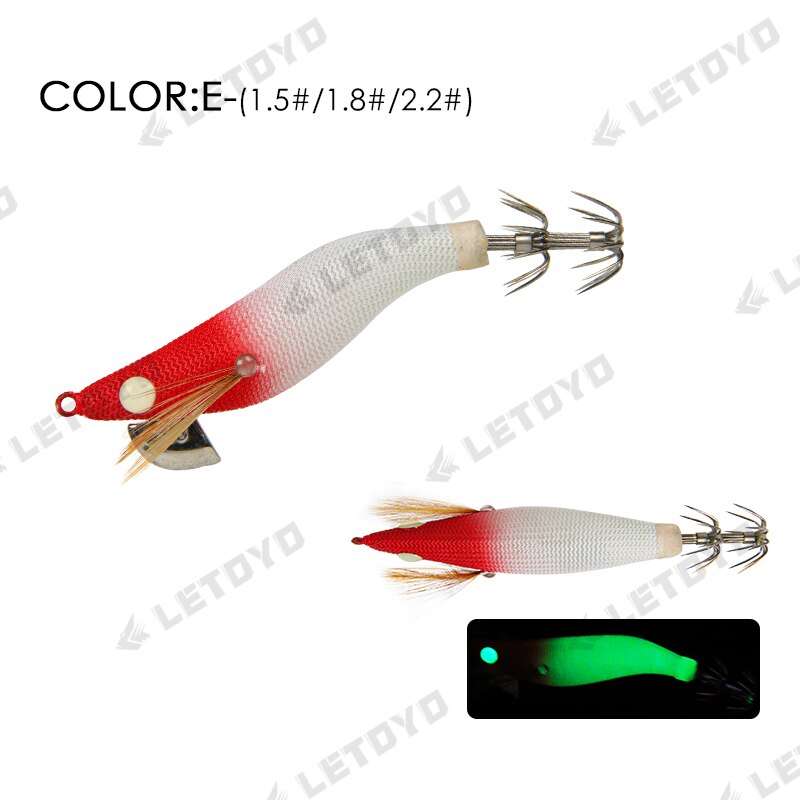 LETOYO Mini Squid Jig 1.5# 1.8# 2.2# Fake Shrimp Squid Hook Luminous  Jigging Fishing Lure Octopus