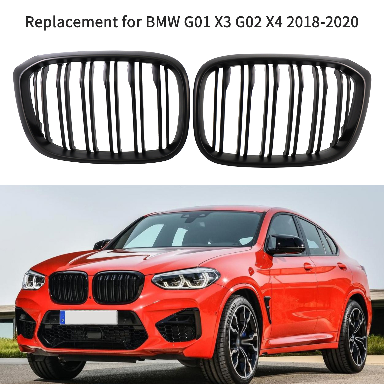 Gz.a G01 02 08 Ys Matte Black Double Line Grille For Bmw X3 G01 X4 G02 