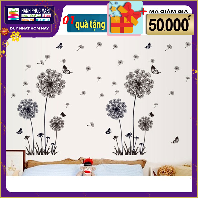 (Size Lớn)  Decal dán tường - Hoa Bồ Công Anh