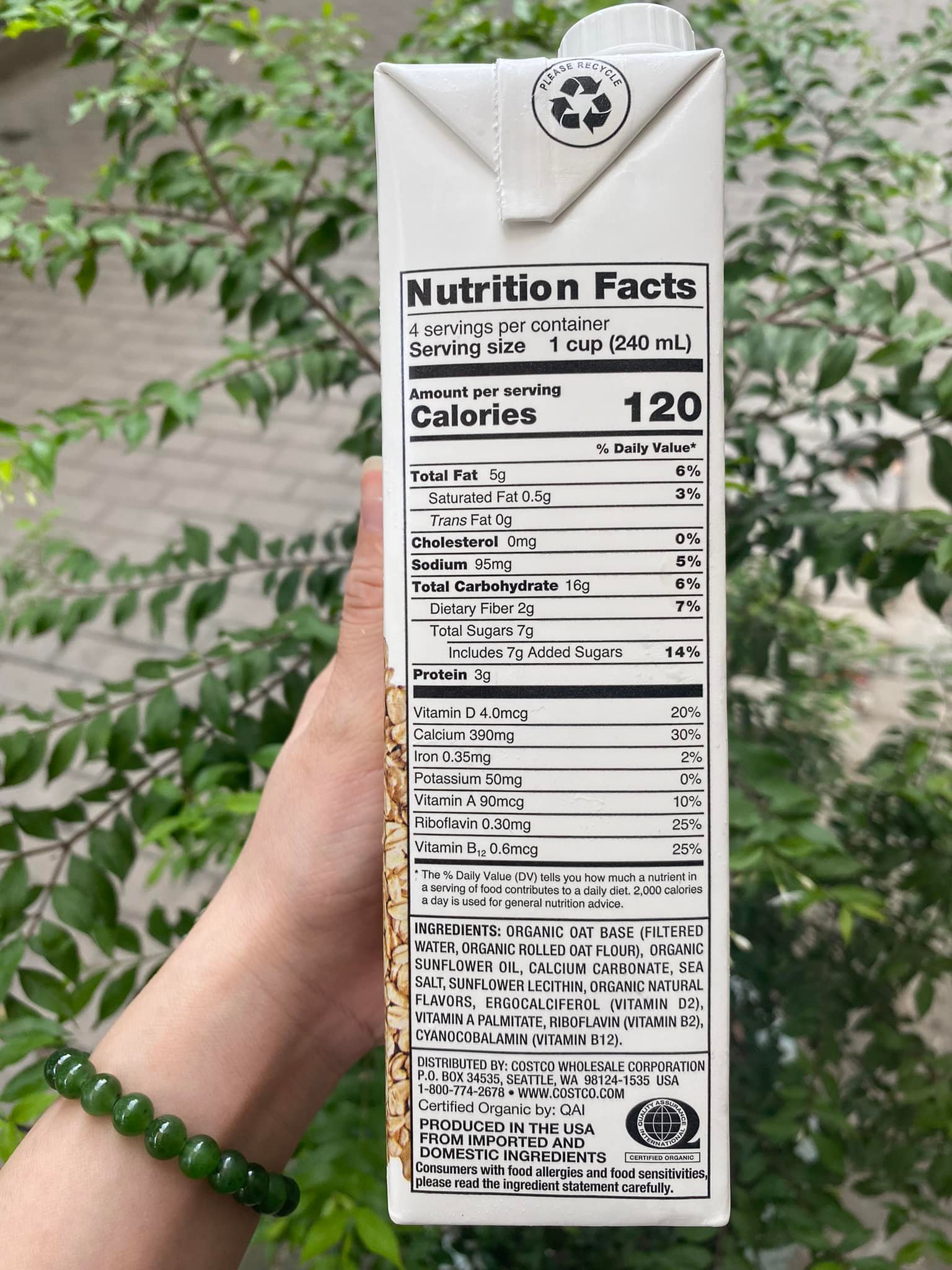 Date 7/06/26 Thùng 6 Hộp Sữa Yến mạch hữu cơ Kirkland Mỹ 946ml x 6 - Organic Oat Beverage 946ml x 6 box.