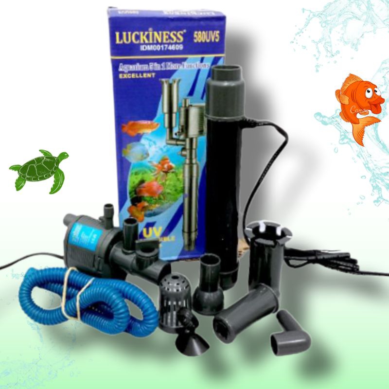 Pompa Aquarium+Lampu UV LUCKINESS 580 UV5 filter aquarium