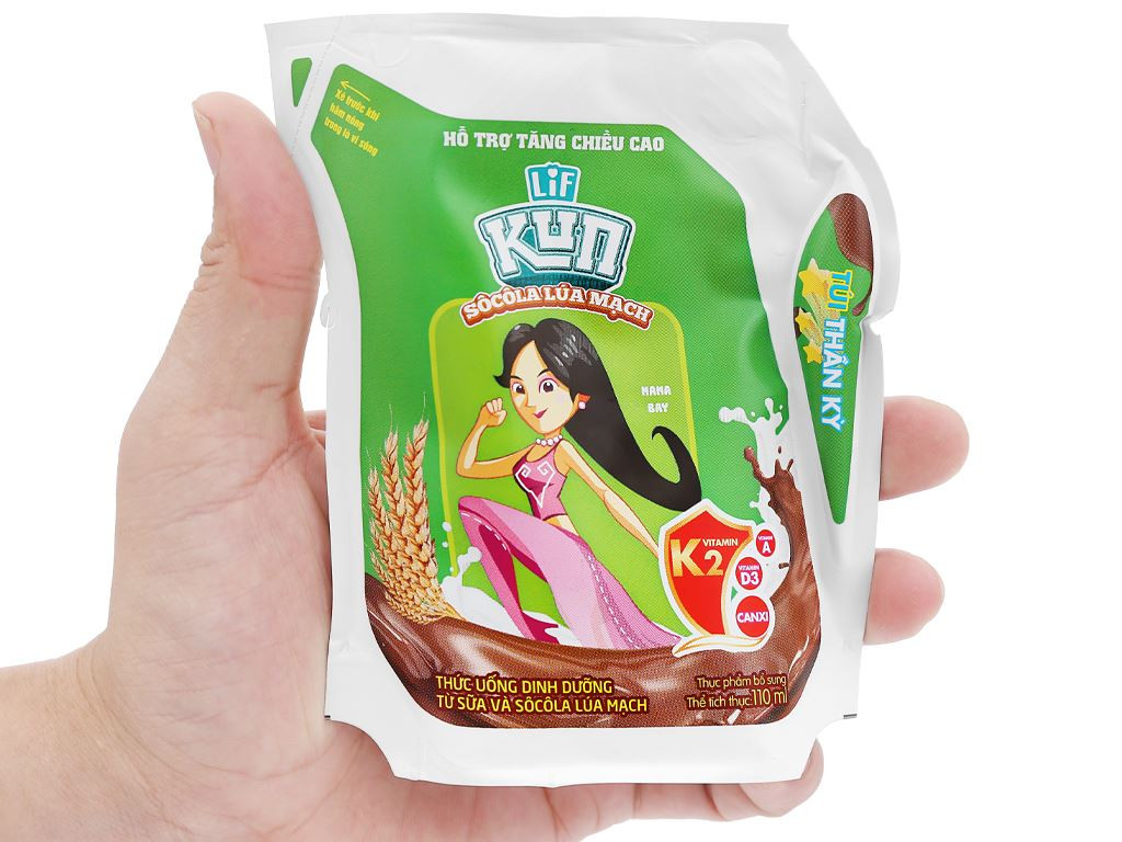 (HSD T3-2025) Thùng 24 Túi Sữa Chua Uống Socola Lúa Mạch LiF Kun 110ml.