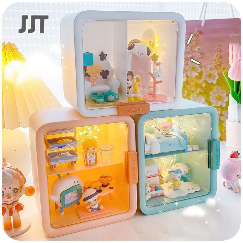 JJT [Miễn Phí Vận Chuyển]Hộp hiển thị biệt thự Hộp đồ chơi sưu tập, thiết kế cảnh quan thủ công, bao bì phối cảnh, búp bê Lego bong bóng Mart, hộp hiển thị Thủ Công dễ thương