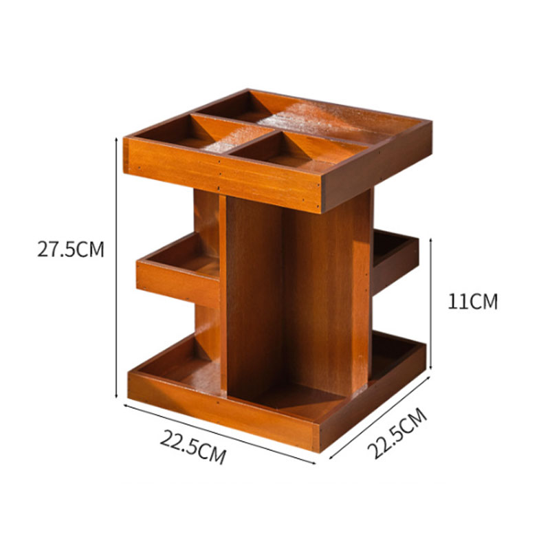 Vintage Desktop Rotating Multi-Layer Cosmetic Organizer Wooden Multi-Layer Perfume Display Rack Storage Shelf