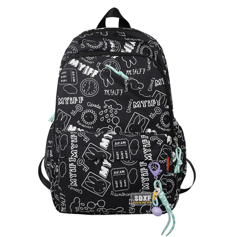YADOU School bag, primary school student cute graffiti large capacity backpack, casual canvas waterproof backpack