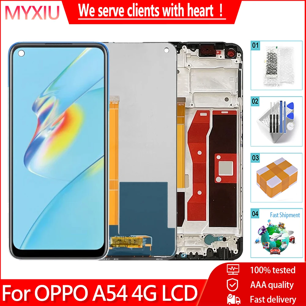 Original 6.5" display for oppo a54 4g cph2239 lcd touch screen with frame digitizer assembly replacement for oppo a54 4g lcd