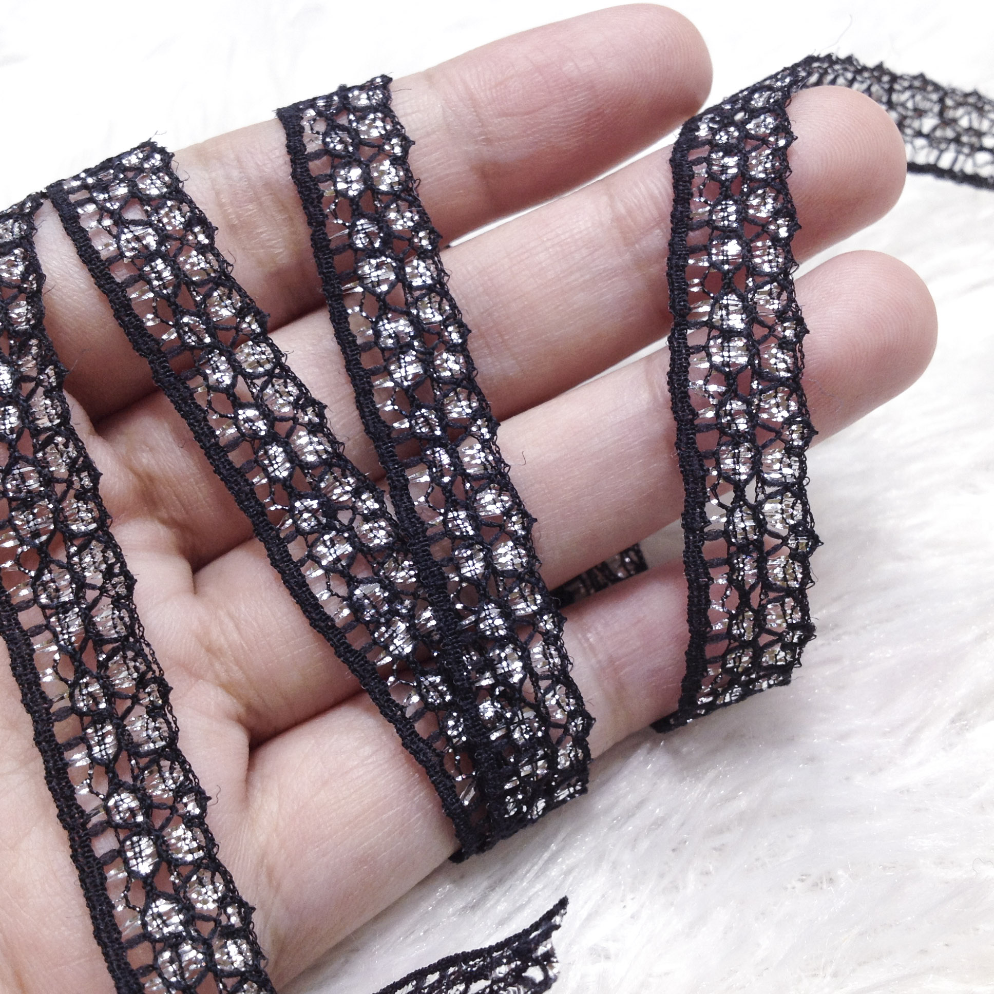7 colors floral rainbow flower embroidery lace trim fringe edge trim jewelry silver color [1 meter 10k]