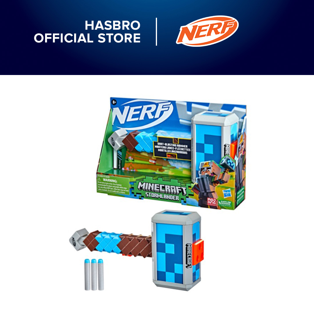 Nerf Minecraft Stormlander Dart-Blasting Hammer, Fires 3 Darts ...