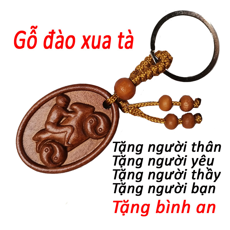 [HCM]Móc chìa khóa gỗ đào thiên nhiên