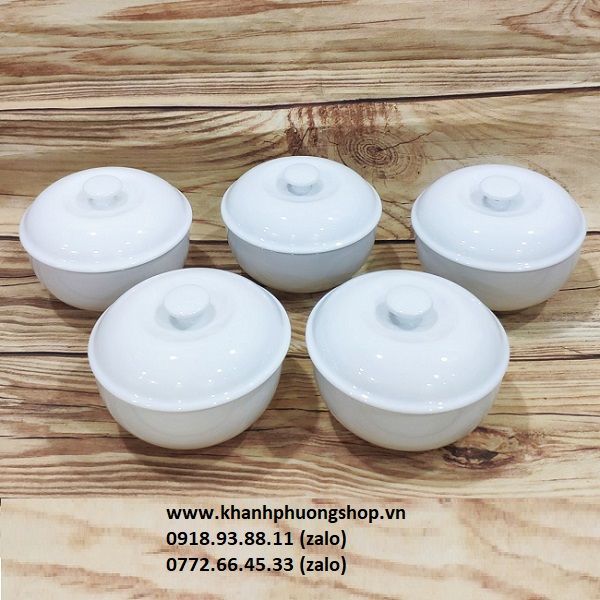 thố đựng súp sứ trắng Minh Long - thố đựng súp sứ trắng