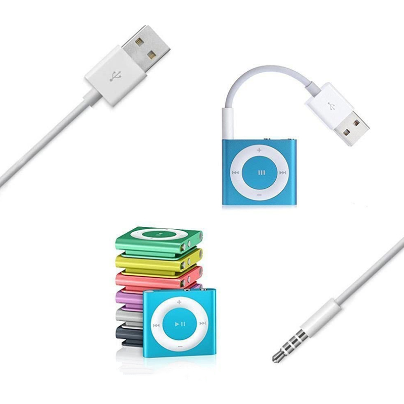 【Exclusive Limited Edition】 MP3 Charging Cable 3.5mm to USB Power & Data Sync Compatible with iPod Shuffle Generations.
