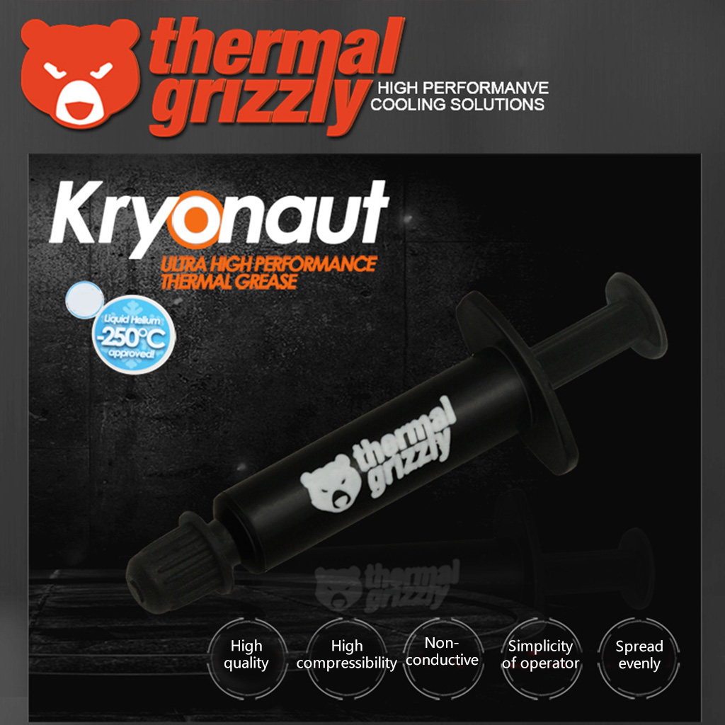 Nhiệt Grizzly kryonaut 1 gam hiệu suất cao tấm dán nhiệt để làm mát CPU GPU Bộ vi xử lý Card đồ họa heatsinks