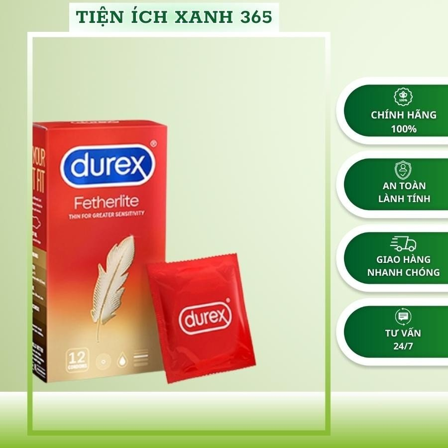 [Hộp 12c] Bao Cao Su Durex Fetherlite Chính Hãng - Loại Mỏng