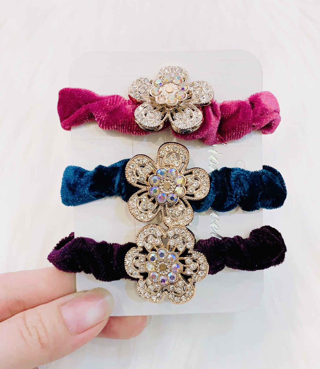 Combo 5 Dây Cột Tóc Nhung Đính Đá Cao Cấp-phukienteen