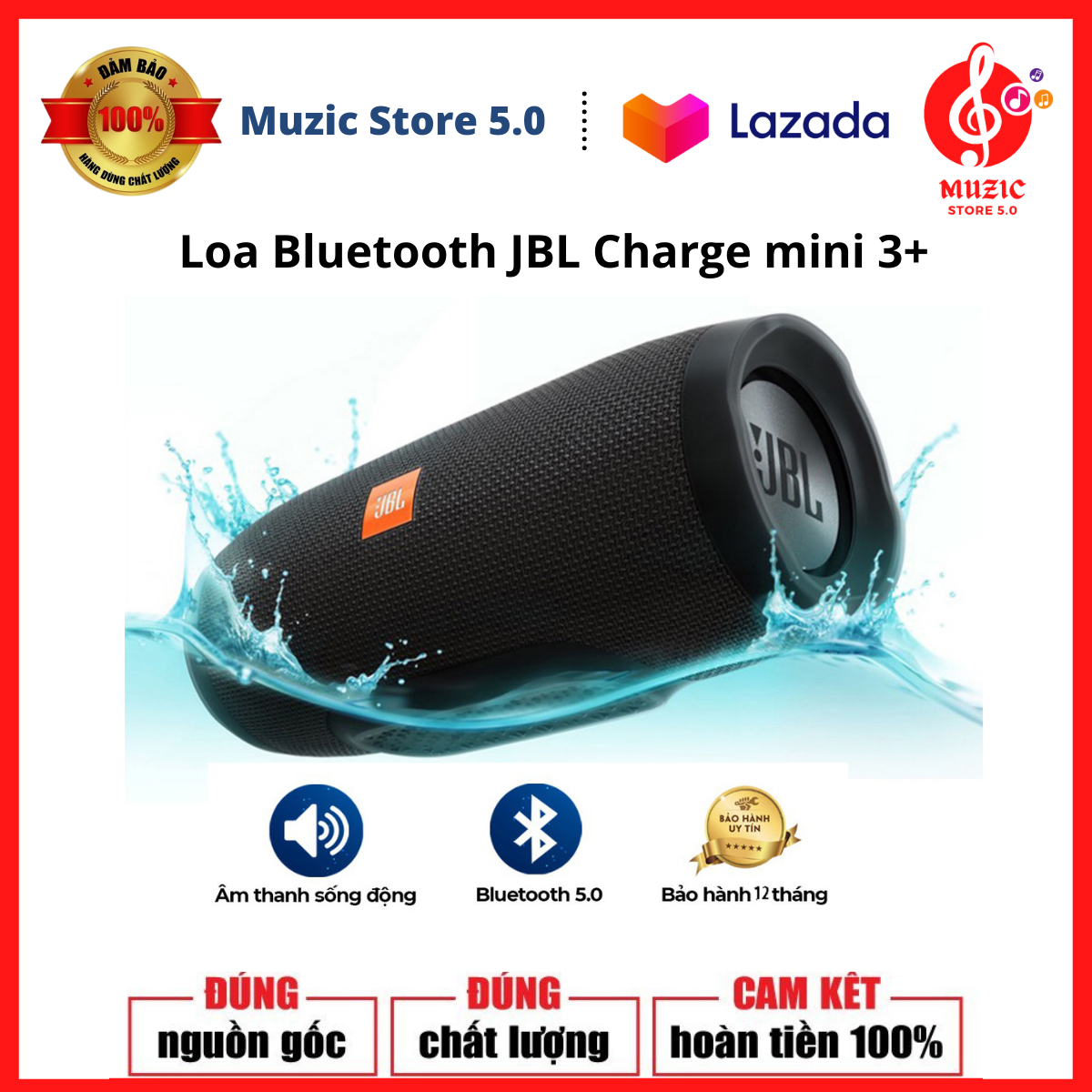 LOA BLUETOOTH JBL CHARGE MINI 3+_ LOA BLUETOOTH JBL WTA THẾ HỆ MỚI - THẺ NHỚ / USB / KẾT NỐI BLUETOOTH 4.2, Kết Nối Nhanh Với Điện Thoại, siêu nhỏ gọn âm thanh âm bass cực hay, Kháng Nước IPX7 - Bảo Hành 12 Tháng