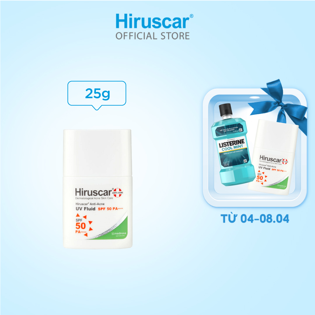 [Mua 2 giảm 5%] Sữa chống nắng dành cho da dầu, mụn Hiruscar Anti-Acne UV Fluid 25g SPF50 PA++++ thumbnail
