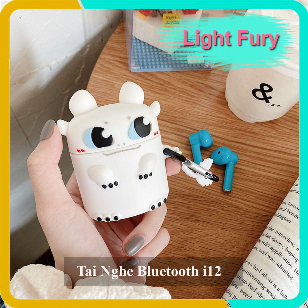 Tai Nghe Bluetooth 5.0 Không Dây i12 Kem Vỏ Bảo Vệ Hoạt Hình Siêu Dễ Thương, Tương Thích Android\iOs