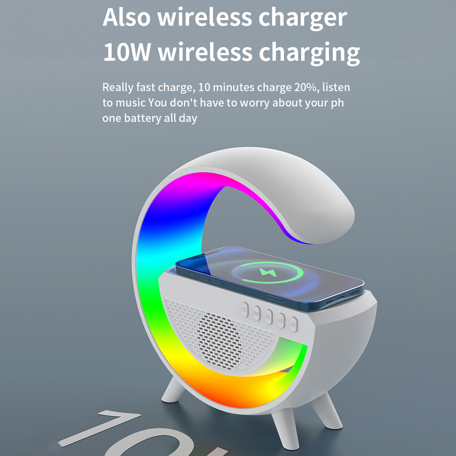 Bluetooth-compatible Speaker Lamp Wireless Charging Speaker Light Multi-functional Wireless Charger Speaker with Led Lights and Bluetooth Sync