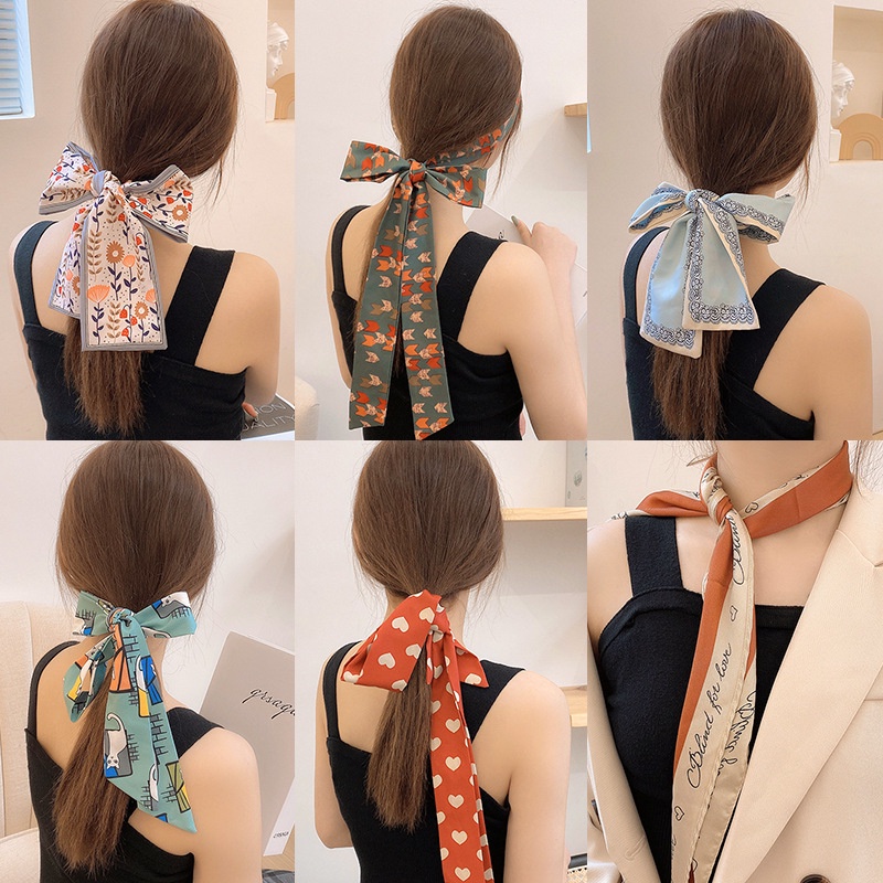 Dây Buộc Tóc Ruy Băng Dài Bằng Lụa Satin Thời Trang