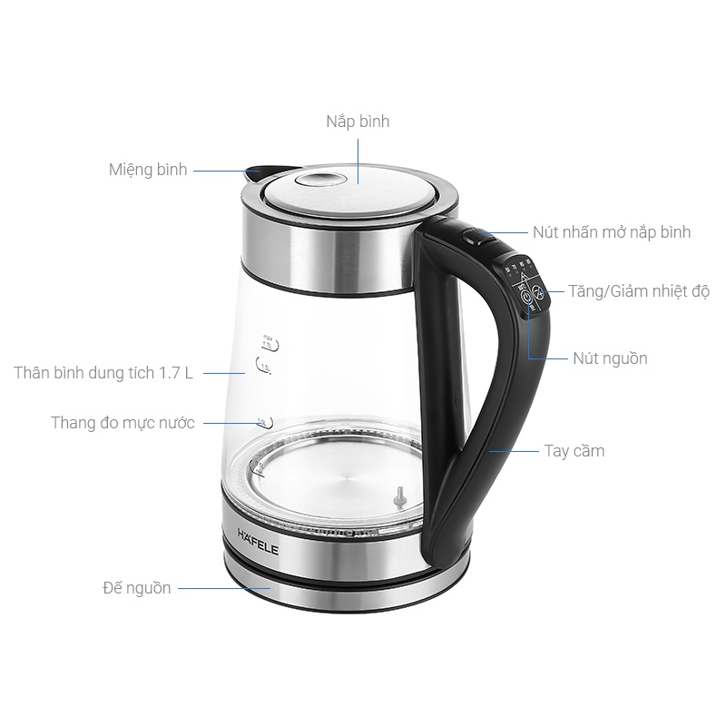 Ấm đun siêu tốc HAFELE T-602C - 535.43.732 - 1,7L - HAPOS