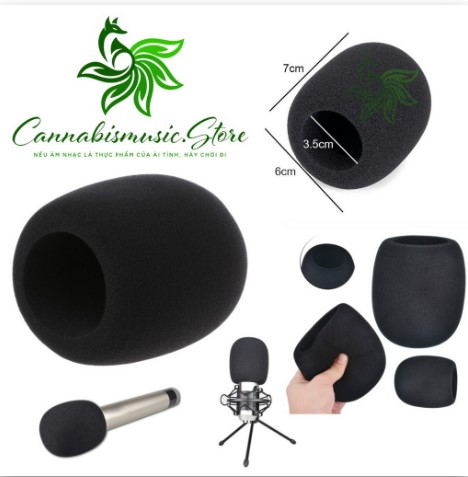 Mút Bọc Đầu Micro, Bông Lọc Gió, Màng Mút Lọc Âm cho Mic Thu Âm, Microphone - Cannabismusic