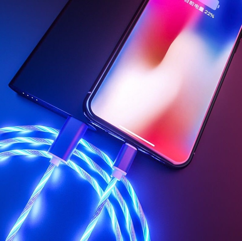 Cáp sạc điện thoại iPhone, Android, Type C có đèn Led