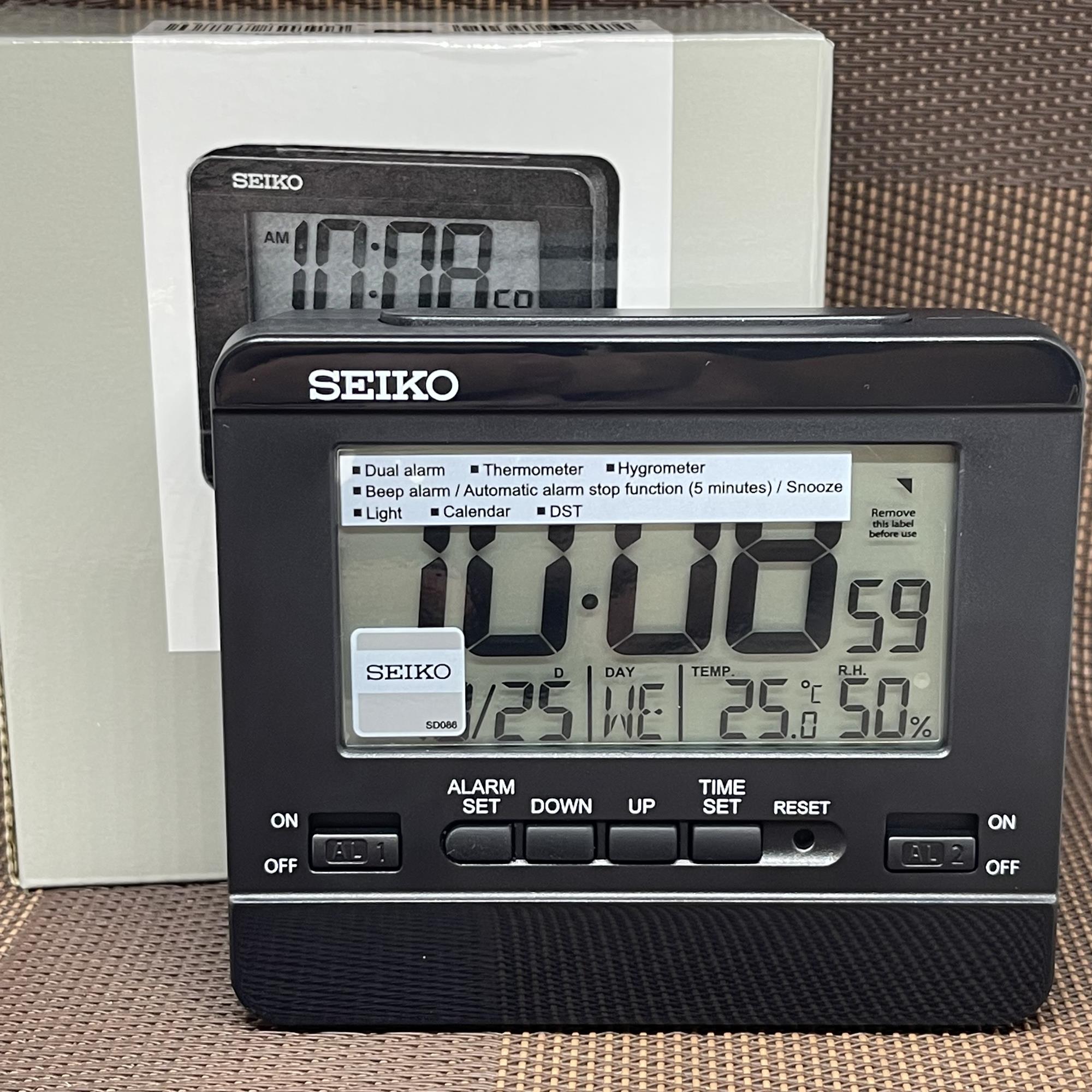 Original] Seiko Digital Clock QHL086KL Black Alarm Snooze Light Thermometer  Hygrometer Standing & Wall Clock QHL086K QHL086 | Lazada Singapore
