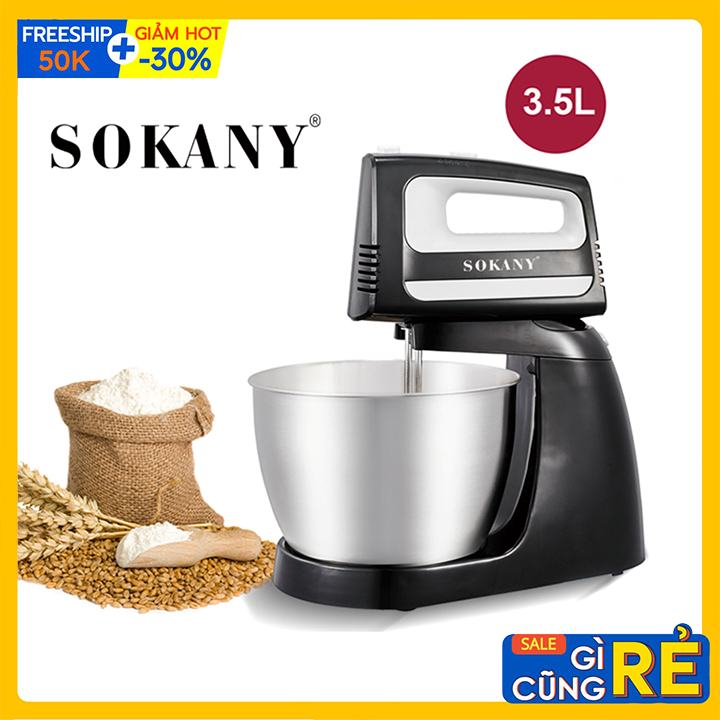Máy đánh trứng cầm tay 400w, máy nhào bột để bàn sokany 6622