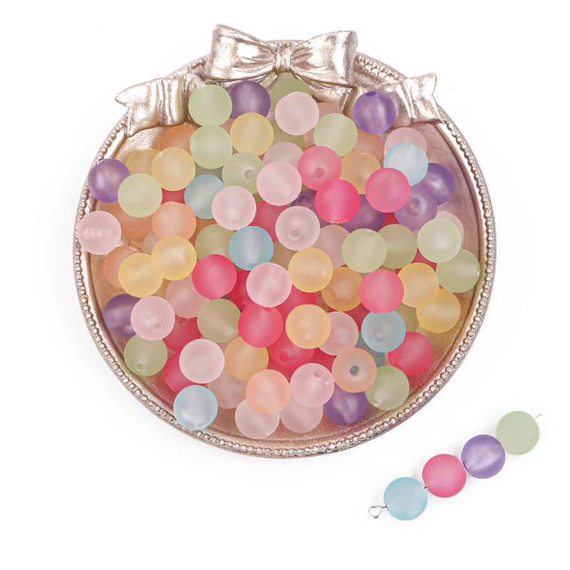 55-115Pcs Acrylic Transparent Frosted Colorful Beads 8mm 10mm Round Spacer Beads For DIY Bracelet Earring Necklace Jewelry Making Accessories