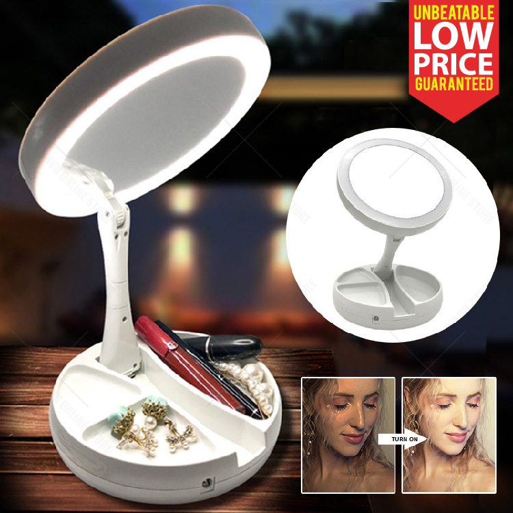 Double Side LED Makeup Mirror 10x Magnification Illuminated Cosmetic