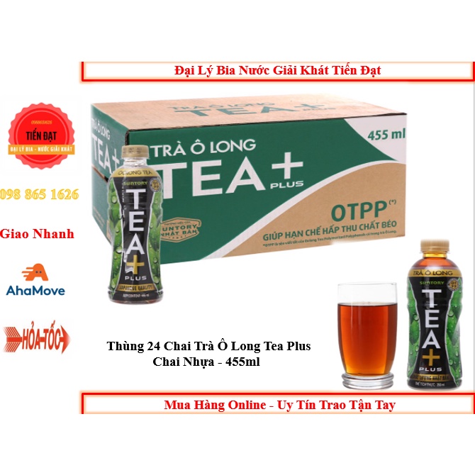Thùng 24 chai Trà ô long tết tea+plus 455ml