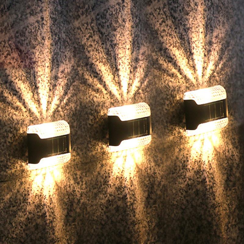 Everso 4 Pack Solar Wall Lights Up and Down Fence Lights Waterproof LED Solar Powered Security Light Solar Wall Lights Wireless Solar Security Lamps Waterproof Solar Wall Lights