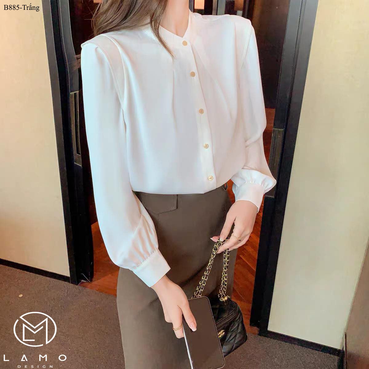 Áo sơ mi công sở nữ lụa Hawai sang trọng -B885