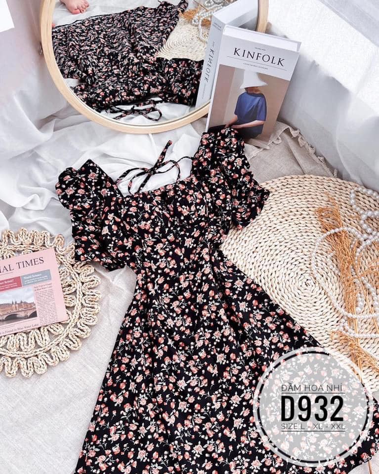 Đầm bigsize dáng suông hoa xếp ly trước ngực