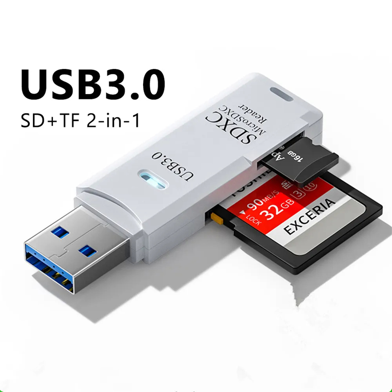 2 in 1 USB 3.0 Card Reader Micro sd card Reader usb adapter High Speed Cardreader TF Memory card For PC Laptop Accessories