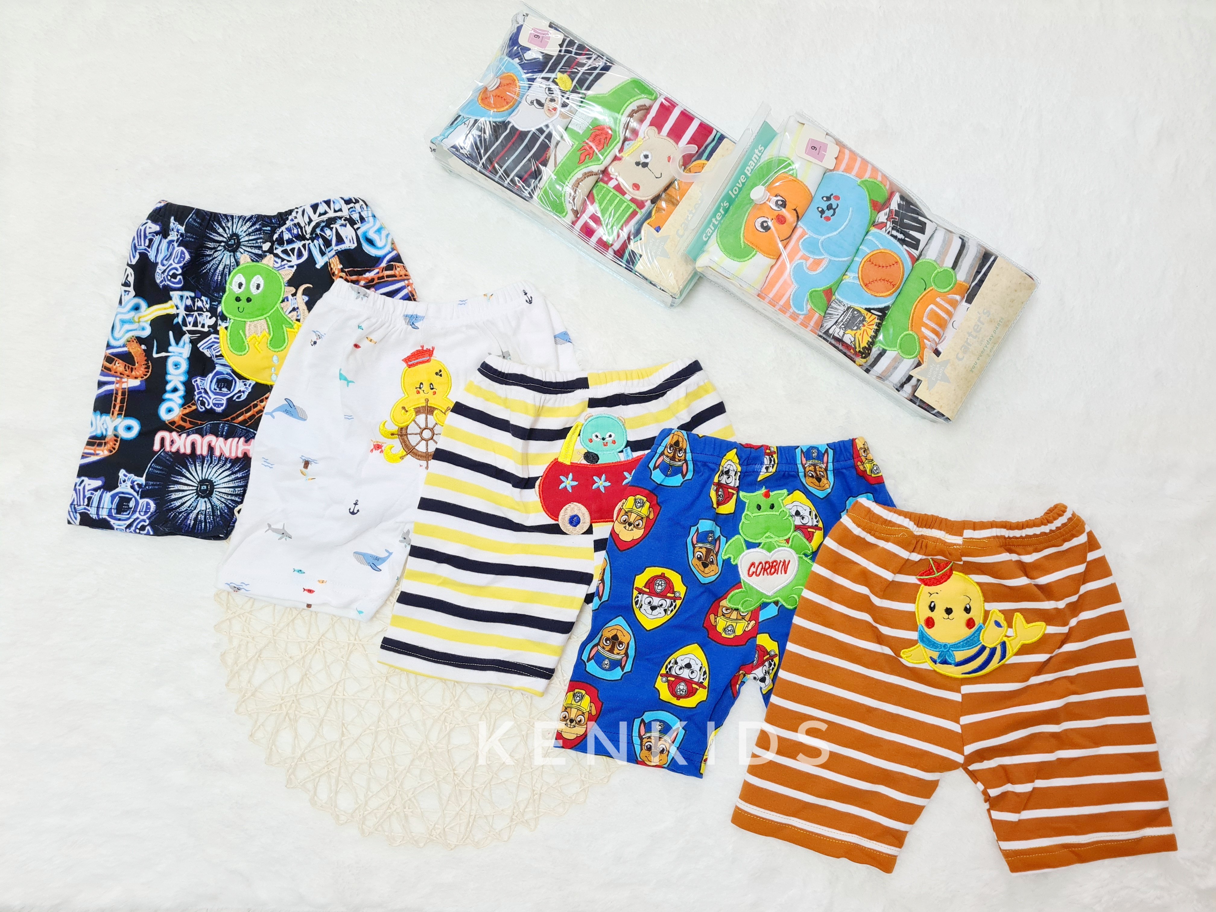 Hộp SET 5 Quần lửng / quần ngắn thêu mông thú Carter Thái Lan bé trai
