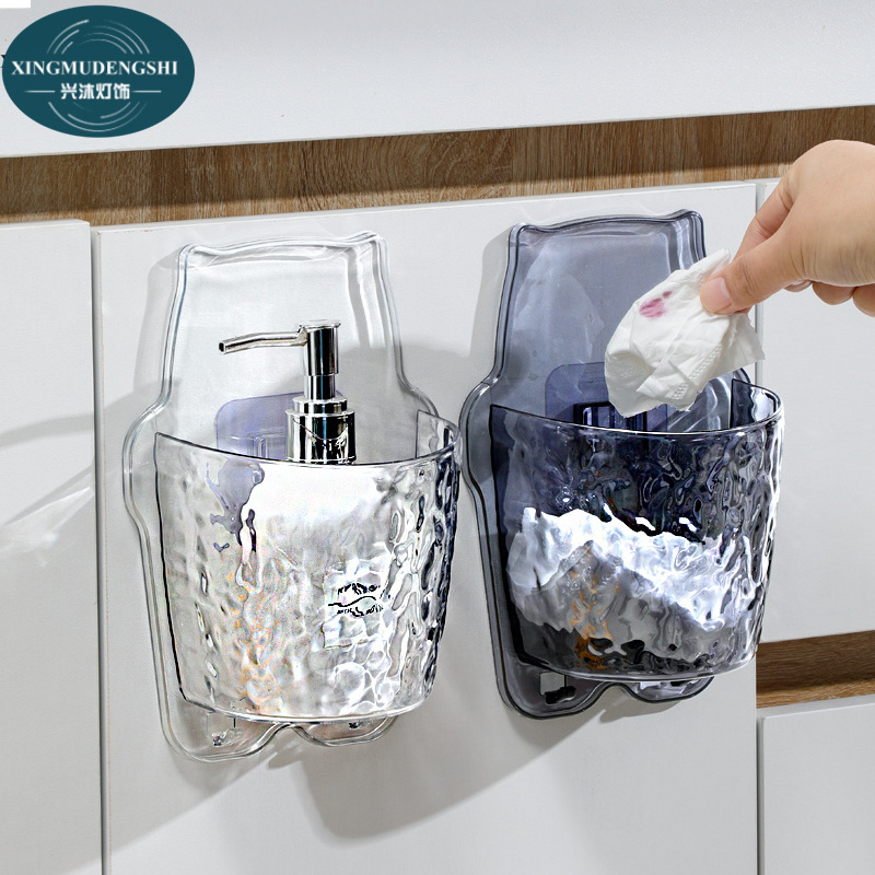 Light luxury wall hanging storage box Free punching storage box special storage basket hanging basket bath basket storage rack simple