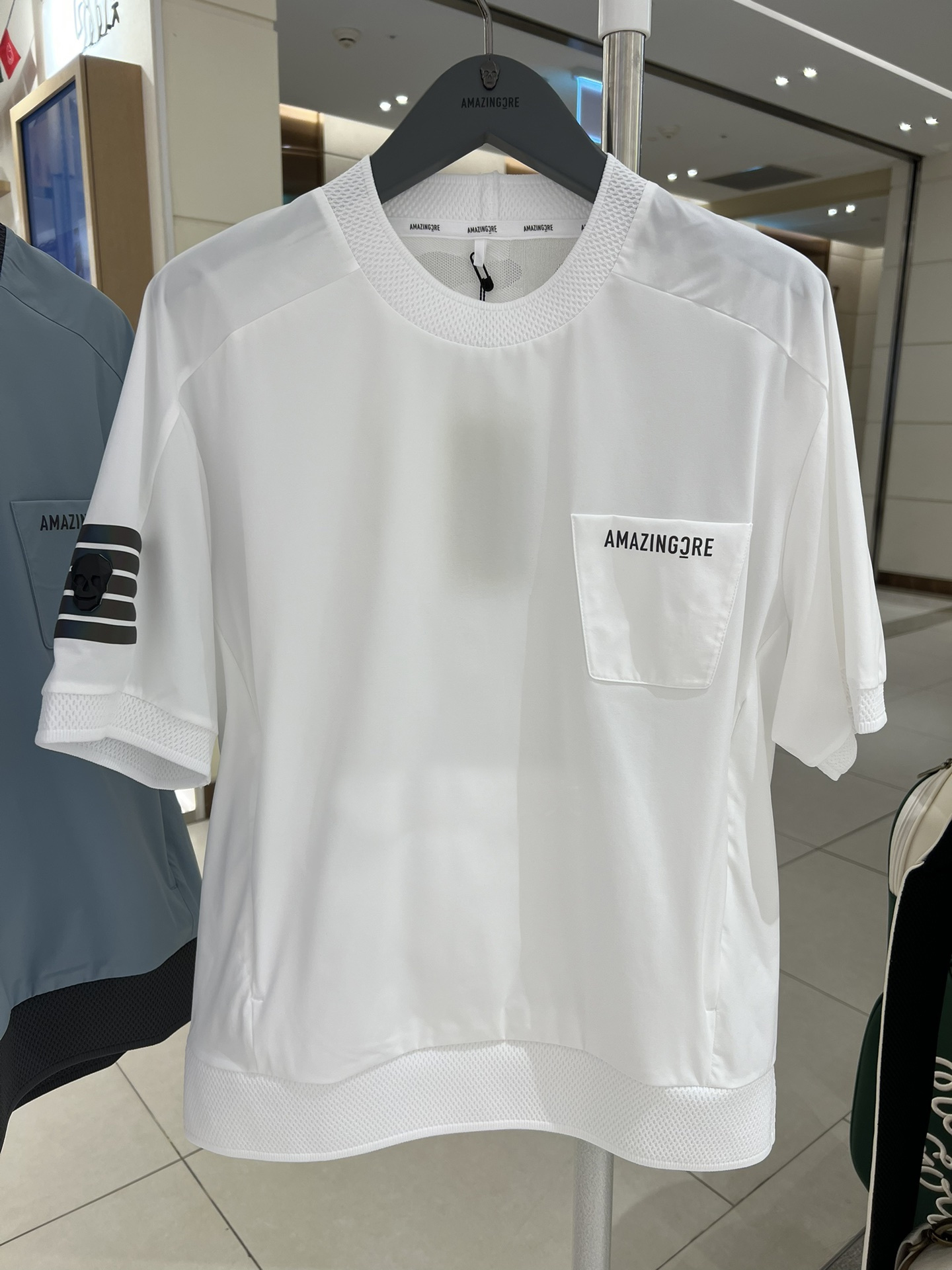 Amazingre Golf Quần áo Men Mùa hè Breathable Cool Tay áo ngắn Lưới Golf Book Vòng cổ Top