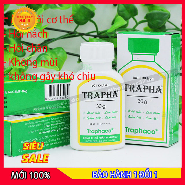 Bột khử mùi cơ thể trapha, - đánh bay mùi ẩm, hôi giày, hôi chân - hôi nách - chai khử mùi 30g