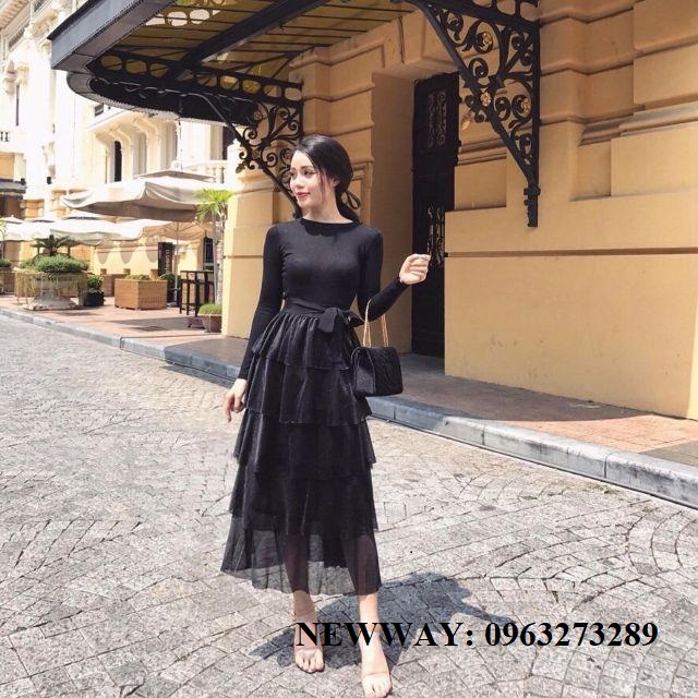 Chân váy 5 tầng dài , có dây thắt nơ
