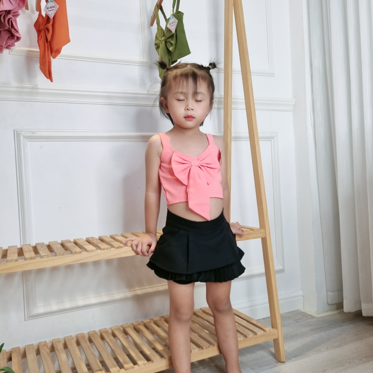 Áo 2 dây bé gái, áo nơ 2 dây cho bé từ 10 đến 35kg