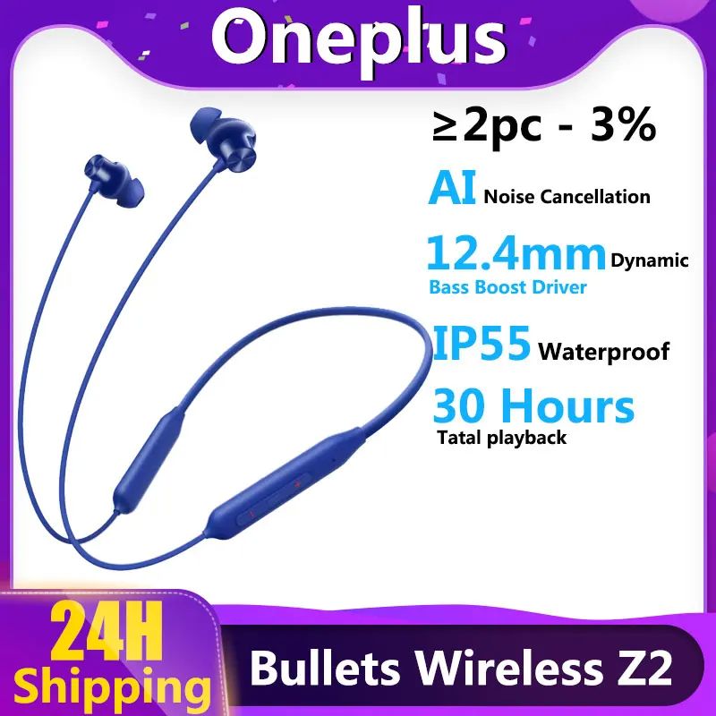 Original OnePlus Bullets Wireless Z2 Bluetooth Magnetic Control