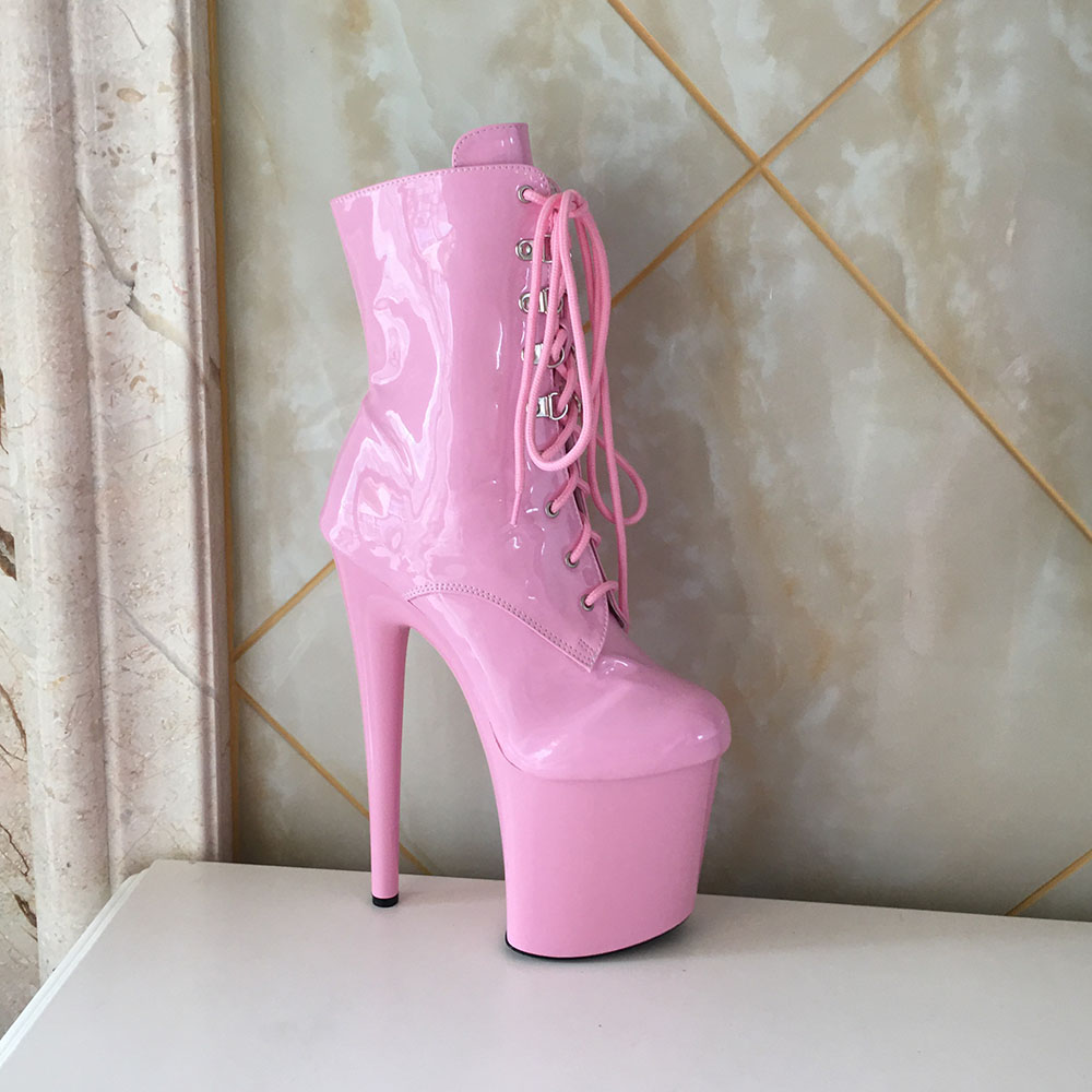 Denova's Women's Patent Very High Heel Big Size Pole Dancing Ankle Boot