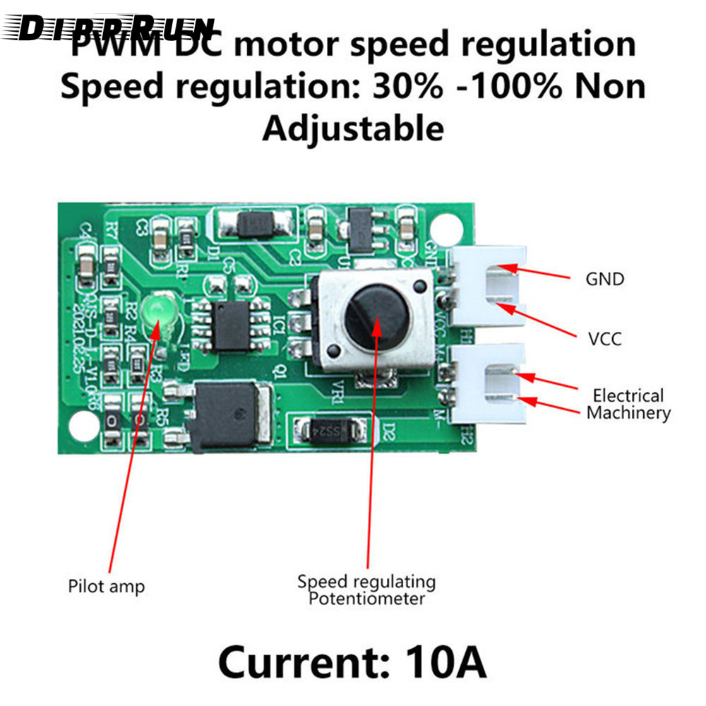 DIPPRUN DC7-12V PWM DC Motor Speed Controller Module Adjustable Speed PWM Electronic Governor Controller Regulation Switch 10A